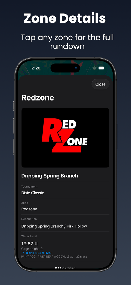 Sector app — zone details screen